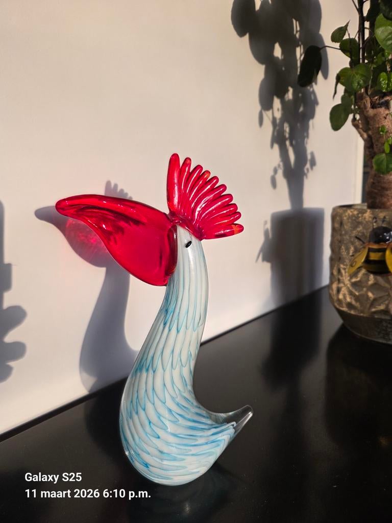 Vintage Handgeblazen Glazen Haan, Antiek en Kunst, Ophalen