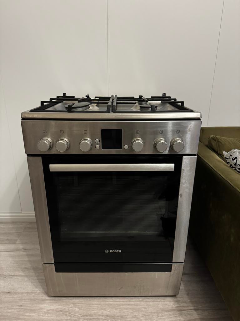 Bosch gasfornuis met oven, Ophalen, Gebruikt, 60 cm of meer, 4 kookzones