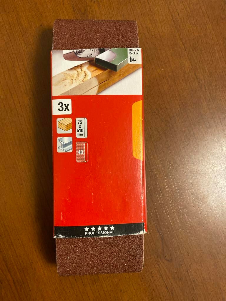 Black & Decker Schuurpapier 3x (75x510mm, korrel 40), Doe-het-zelf en Verbouw, Gereedschap | Schuurmachines, Ophalen, Nieuw, Bandschuurmachine