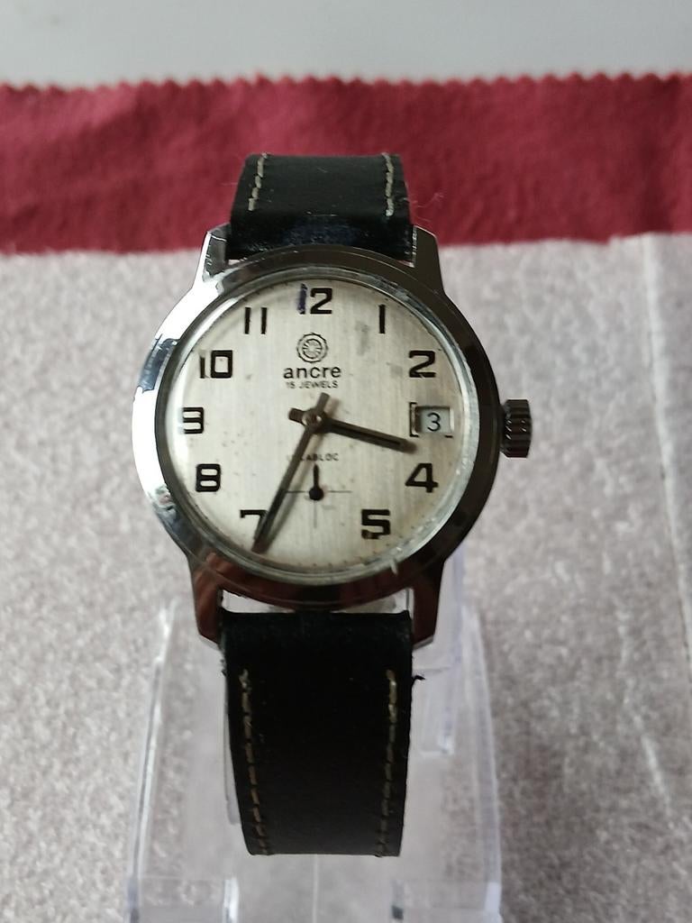 Ancre 15 Jewels horloge met datum, begin jaren '50, Ophalen of Verzenden
