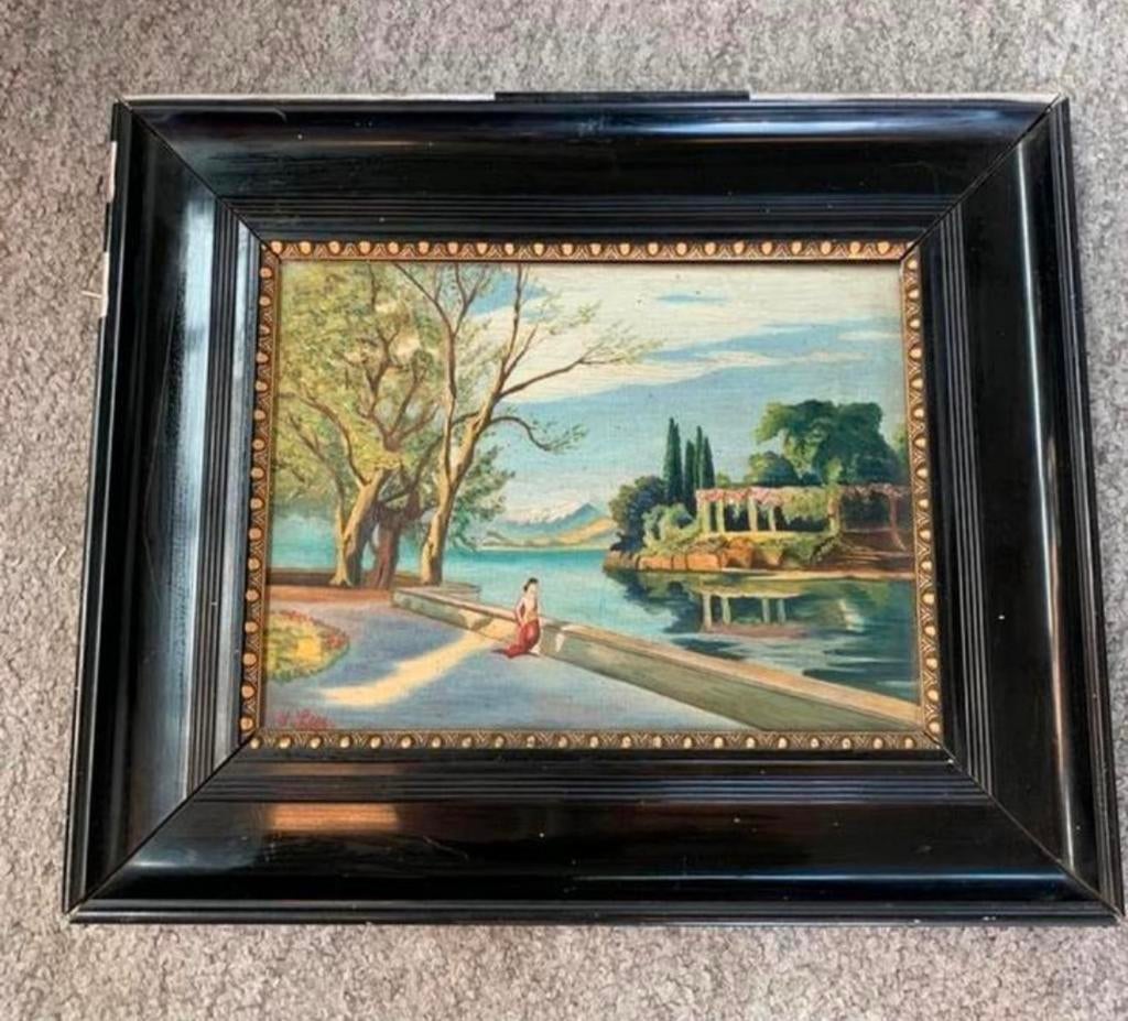 Schilderij schilder J . leen olieverf op doek inf 0646396866, Antiek en Kunst, Kunst | Schilderijen | Klassiek, Ophalen of Verzenden