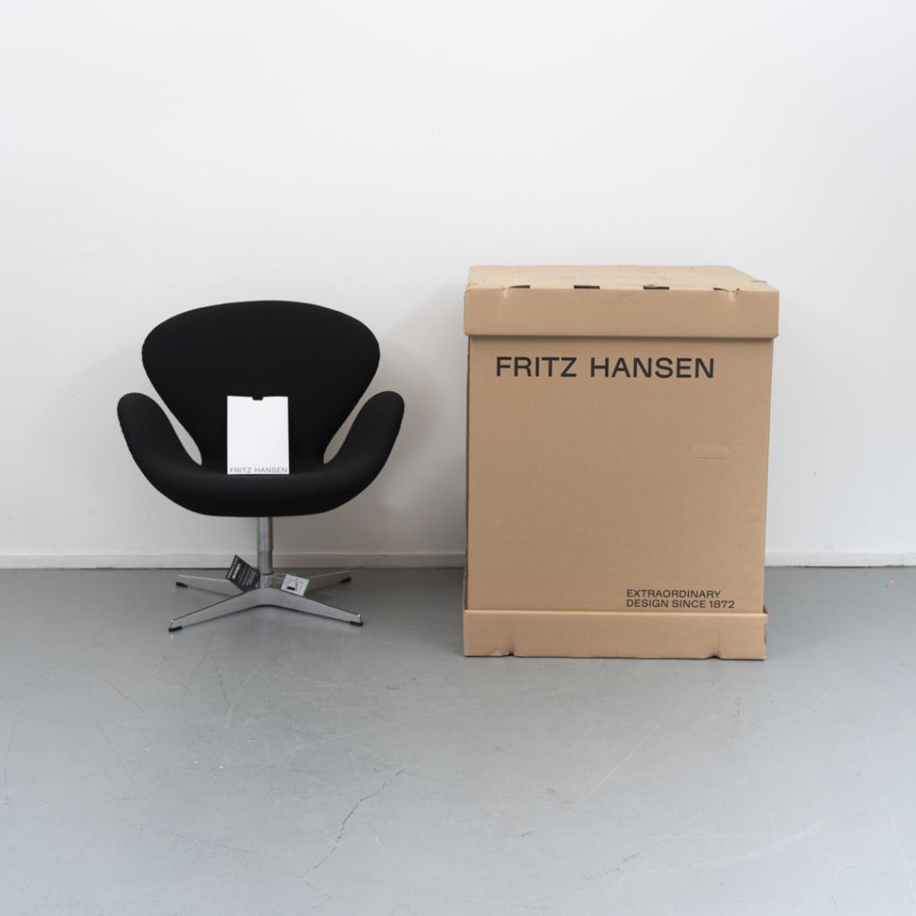 1 fritz Hansen Swan Chair Zwart stof nieuw, Niet ingevuld, Niet ingevuld, Nieuw, Stof