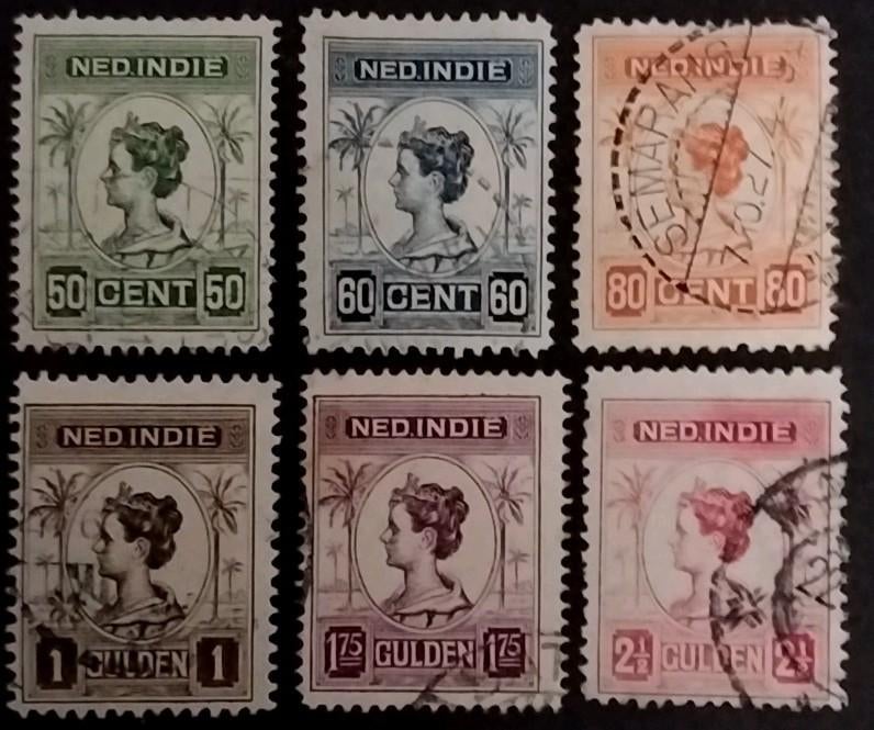 NVPH 129-134 Wilhelmina Ned. Indie, Ophalen of Verzenden, Nederlands-Indië