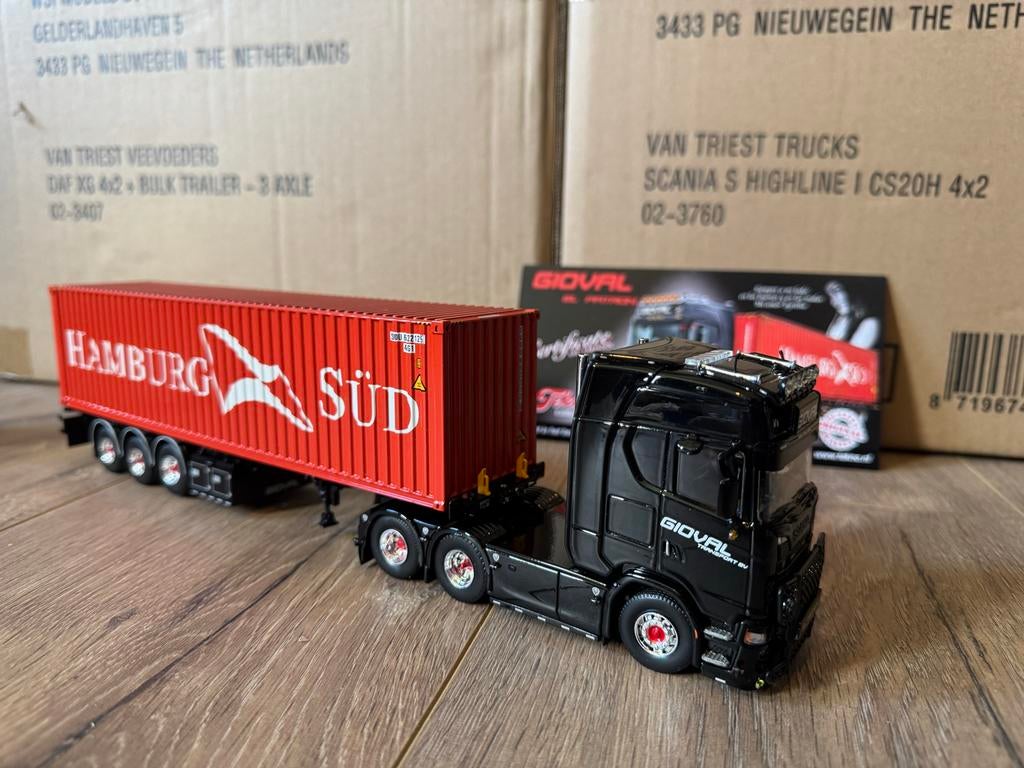 Scania Next Gen Tekno schaalmodel met zeecontainer, Ophalen of Verzenden, Nieuw, Bus of Vrachtwagen, Tekno