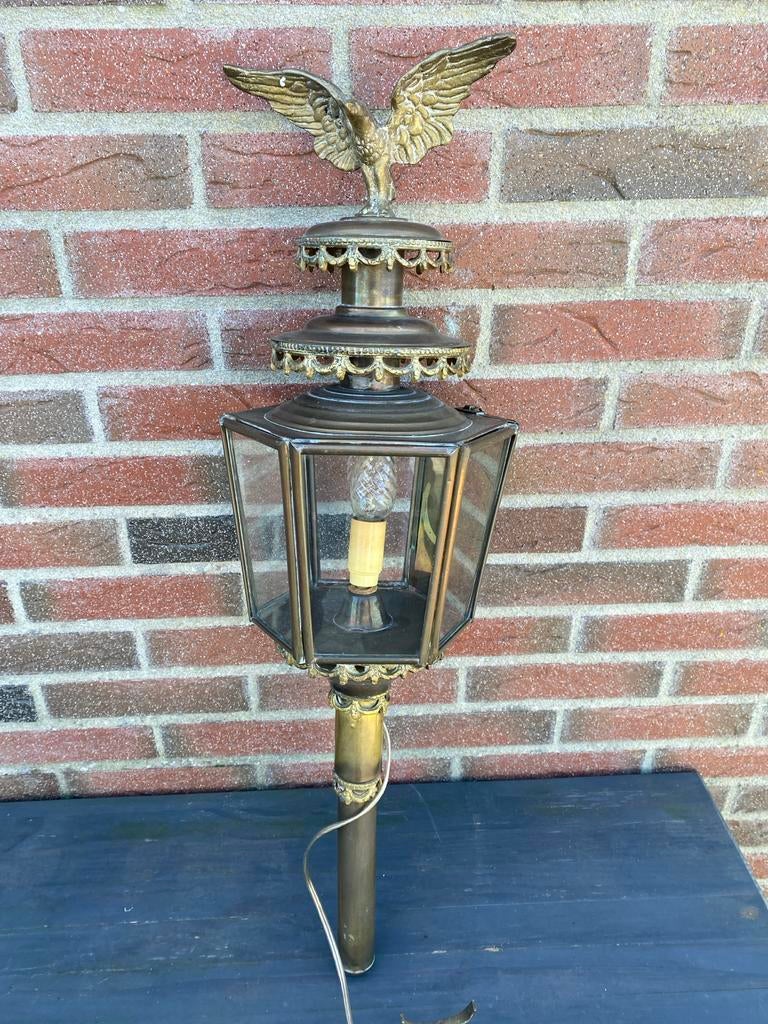 Antieke messing lantaarn met adelaar hoogte 72CM, Ophalen of Verzenden