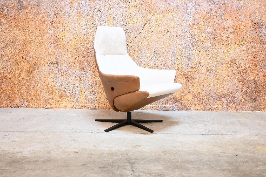 ZGANieuw Topform Sesto design relax- draaifauteuil leer stof, Leer, 75 tot 100 cm, Ophalen of Verzenden, Zo goed als nieuw