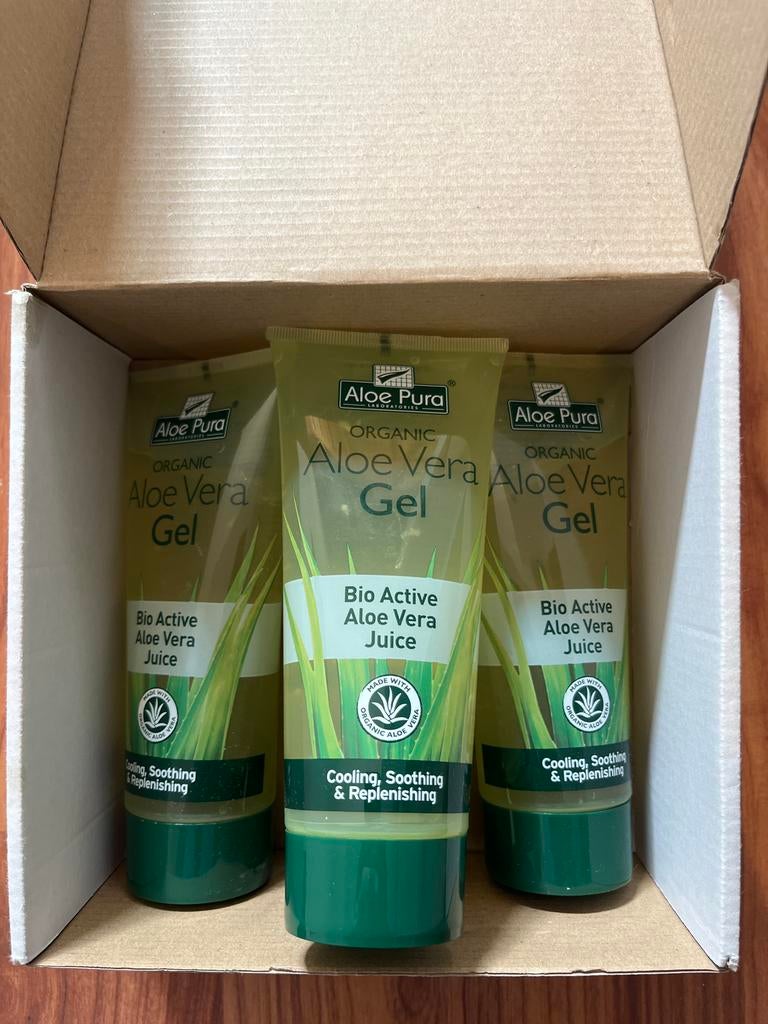 4x Aloe Pura Organic Aloë Vera Gel - Kalmerend & Hydraterend, Ophalen of Verzenden, Nieuw, Bodylotion, Crème of Olie