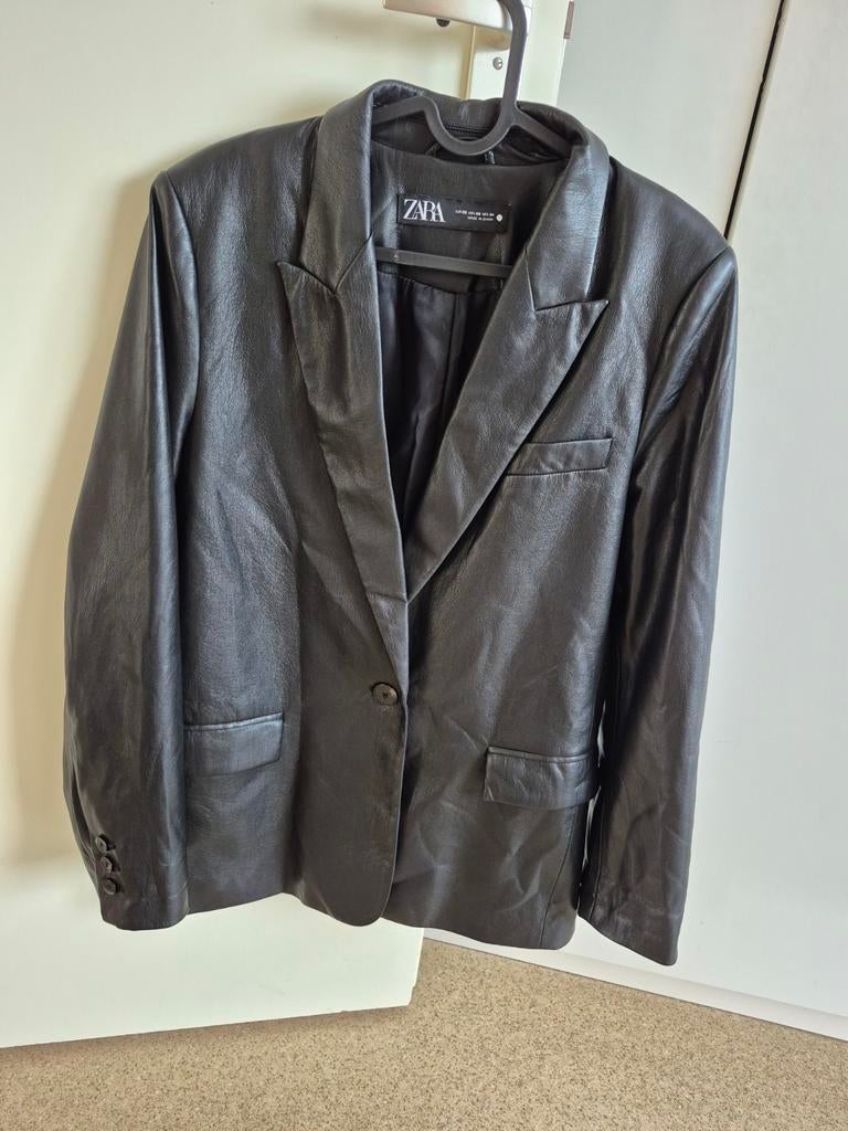 Zara Faux Leren Blazer Zwart - Maat XS, Ophalen of Verzenden, Zo goed als nieuw, Maat 34 (XS) of kleiner, Zara