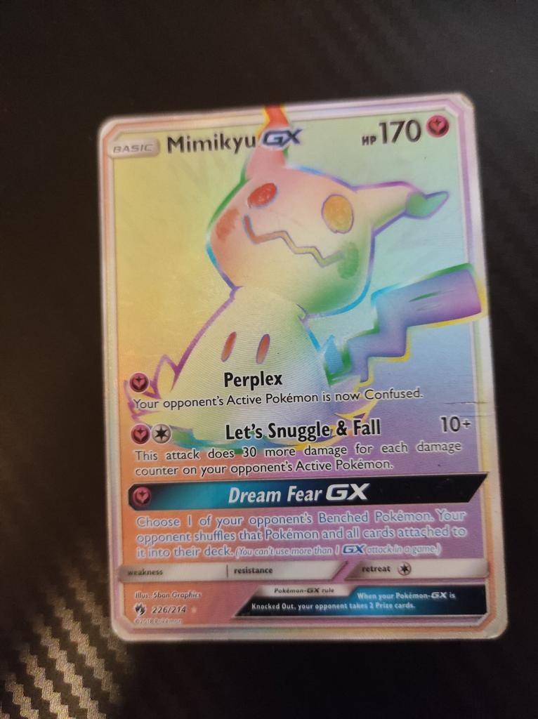 Mimikyu GX Lost Thunder 226/214 Rainbow Secret Rare, Hobby en Vrije tijd, Verzamelkaartspellen | Pokémon, Ophalen of Verzenden