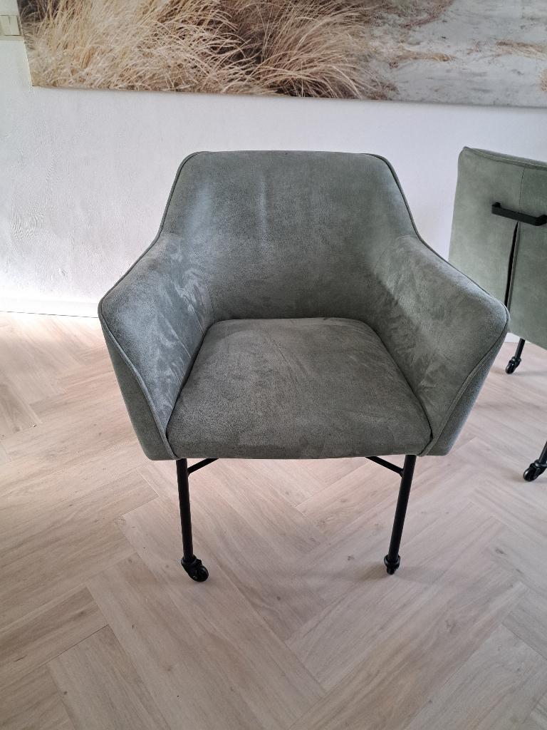 4x eetkamerstoel Carlet Trendhopper met wieltjes - groen, Huis en Inrichting, Ophalen, Overige kleuren, Zo goed als nieuw, Vier