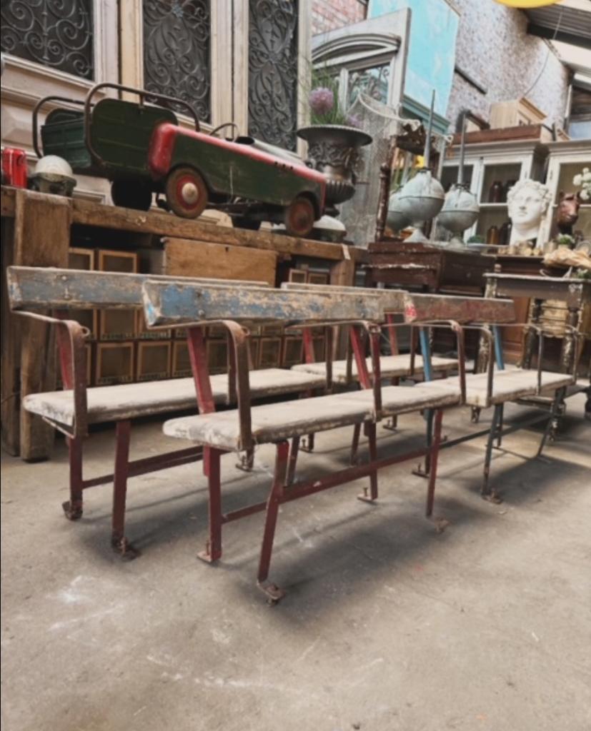 antieke bank houten oude kermis unieke brocante, Ophalen of Verzenden