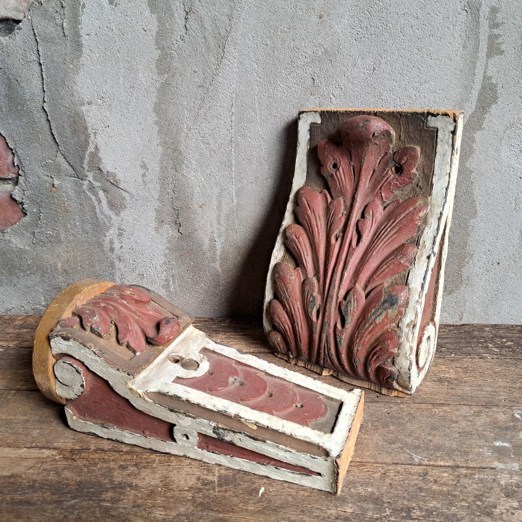 1x Oud brocante houten ornament appliques console *Etage3*, Gebruikt, ., Ophalen of Verzenden, .