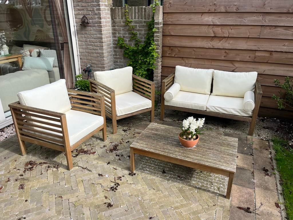 Westwing Tuin loungeset Bo acaciahout 4-delig, Ophalen, 4 zitplaatsen, Gebruikt, Loungeset