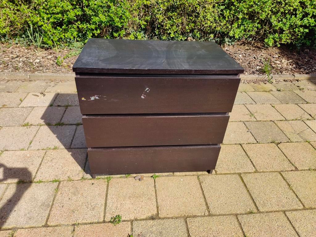 MALM ladekast met 3 lades - Zwartbruin, Huis en Inrichting, Kasten | Ladekasten, Ophalen, Gebruikt, 50 tot 100 cm, 3 of 4 laden