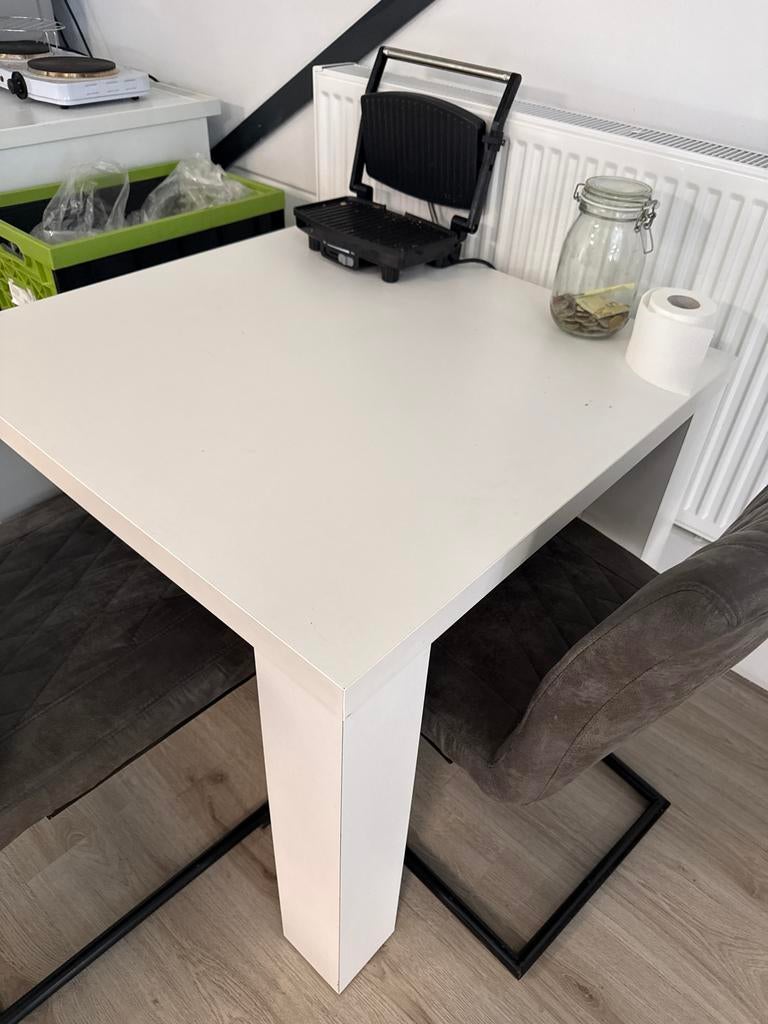Witte vierkante eettafel, Huis en Inrichting, Tafels | Eettafels, Ophalen, Overige materialen, Gebruikt, Vierkant