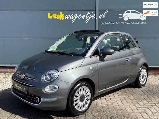 Fiat 500 C 0.9 TwinAir Turbo Lounge Cabrio *climate *lichtm., Auto's, Gebruikt, Zwart, Cabriolet, Leder en Stof