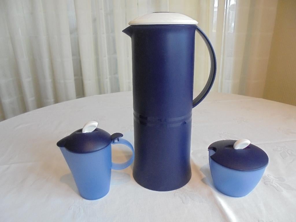 tupperware thermoskan ll met roomstelletje, Ophalen of Verzenden, Zo goed als nieuw, Blauw, Overige typen