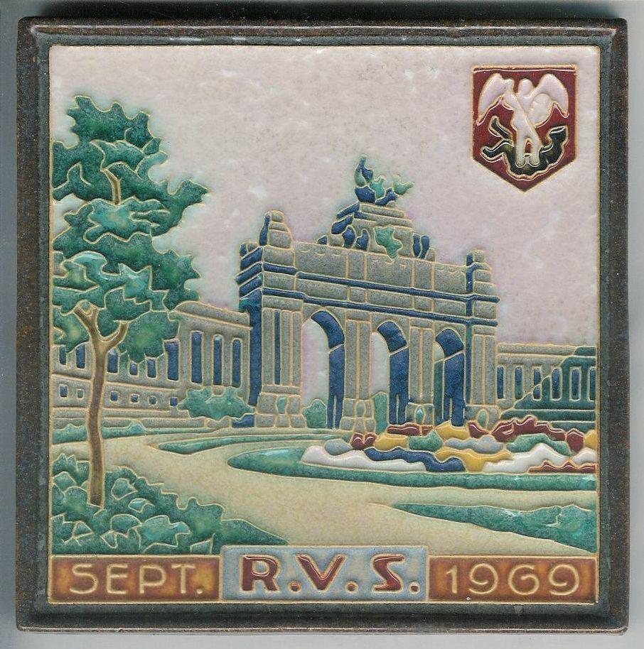 Porceleyne Fles Delft cloisonne tegel RVS 1969 Brussel, Ophalen of Verzenden