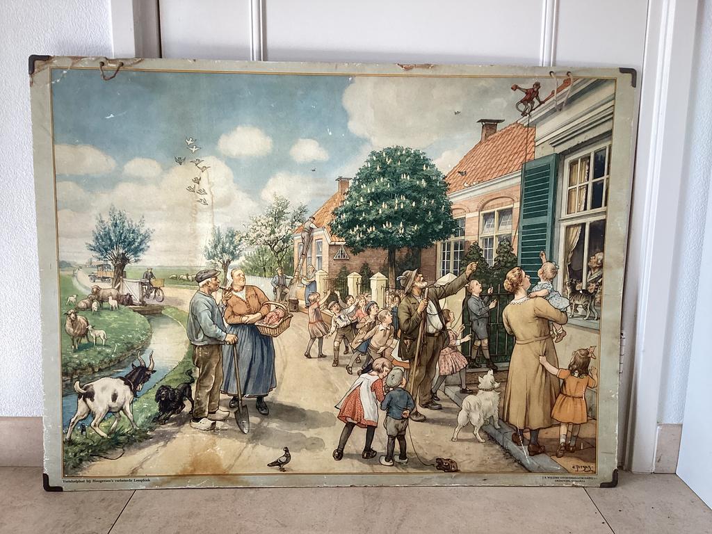 Antieke SCHOOLPLAAT en BOEKJES van JETSES, Ophalen of Verzenden, Overige thema's