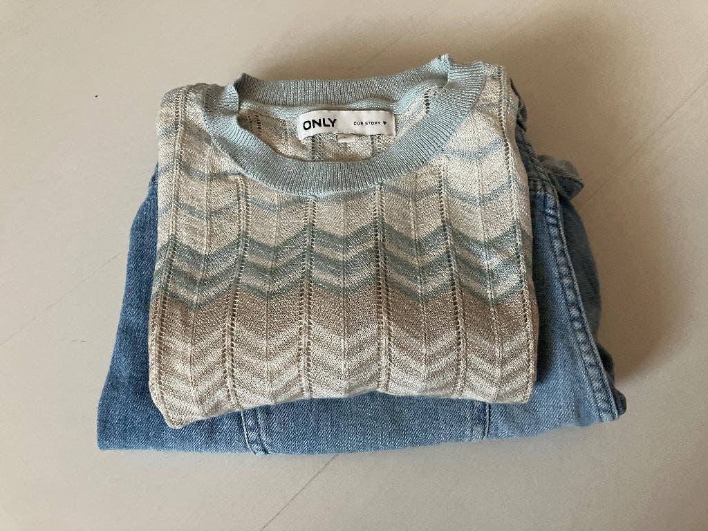 Only set korte broek (XL) + shirt (L), Only, Kort, Blauw, Maat 42/44 (L)