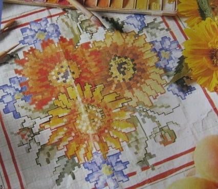 Borduurpatroon Zonnebloemen zie foto nr 9611, Verzenden, Nieuw, Handborduren, Patroon