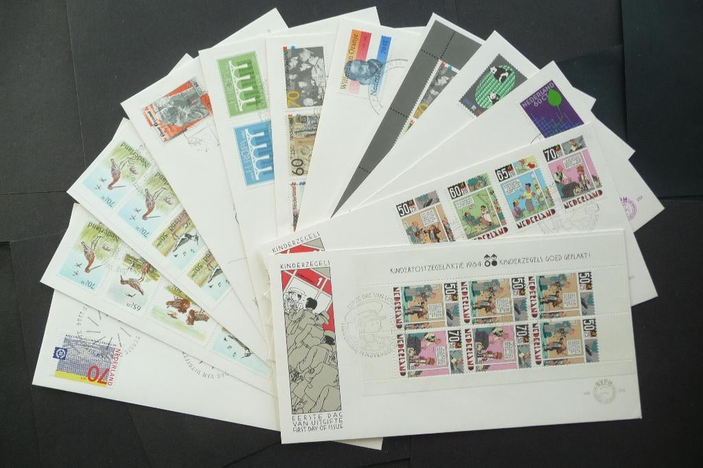Nederland 1944 -89, 6 Jaar, 67 onbeschreven FDC's E214-E269, Ophalen of Verzenden, Buitenland