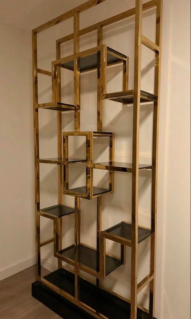 Orginele gouden Eichholtz kast (Kabinet Lagonda), Ophalen, Met plank(en), Gebruikt, 200 cm of meer