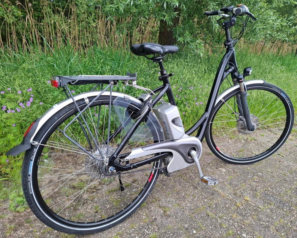 Nette zwarte Flyer Ebike, middenmotor, 36V ✅️, Gebruikt, Versnellingen, 50 tot 53 cm, Ophalen