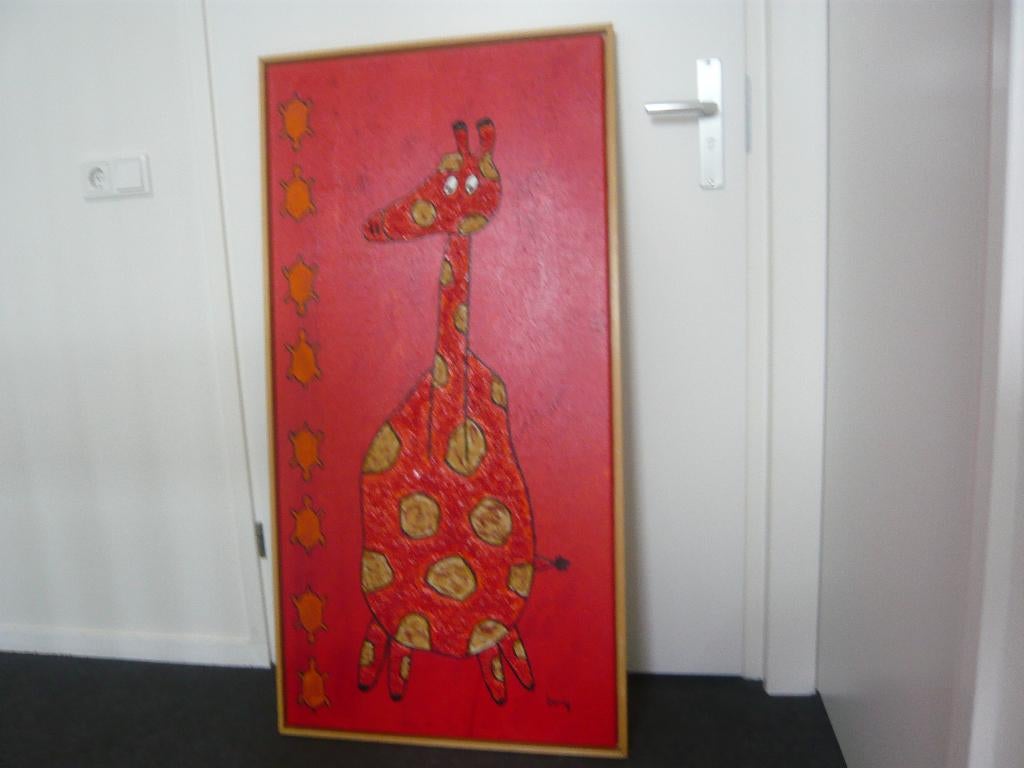 olieverf schilderij Giraf, Ophalen, Oorspronkelijke maker, Zo goed als nieuw, Schilderij