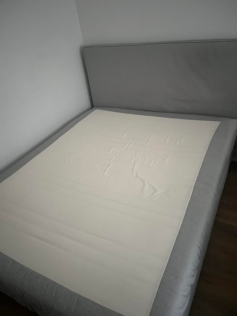Ikea Dunvik boxspring 160x200 grijs, Ophalen, Tweepersoons, Zo goed als nieuw, 200 cm