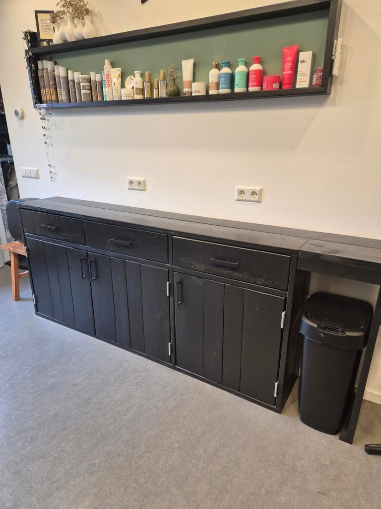 Houten dressoir met lades en deuren, Ophalen, Modern industriël, 200 cm of meer, 25 tot 50 cm