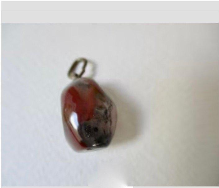 Vulkaan Jaspis hanger, mooie vurige steen, Verzenden, Zo goed als nieuw, Overige kleuren, Overige materialen