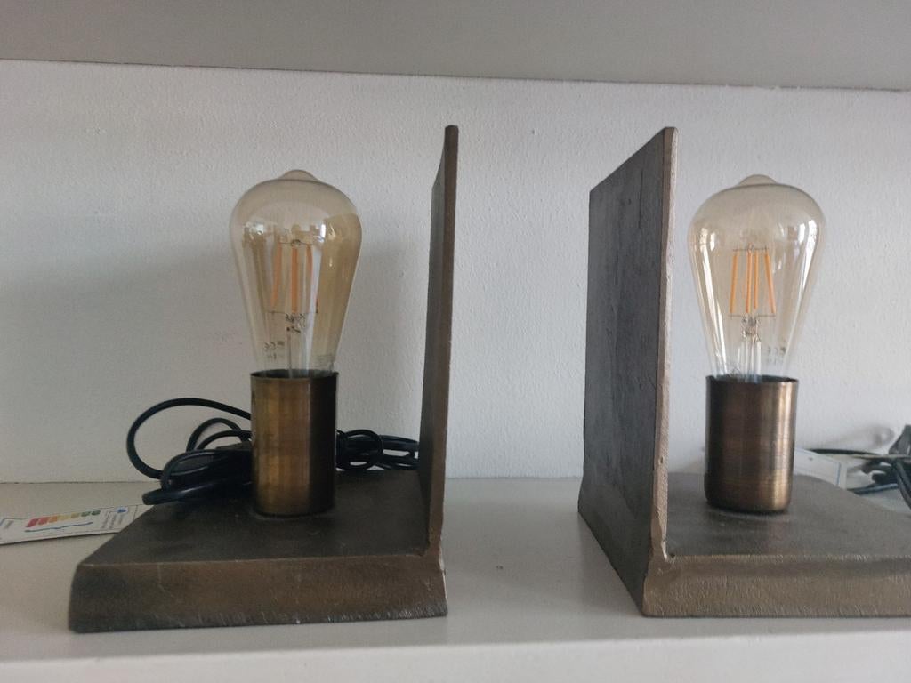 Bronzen Boekensteun Lampen met Vilten Onderkant, Ophalen, Nieuw, Vintage, Industrieel, Klassiek