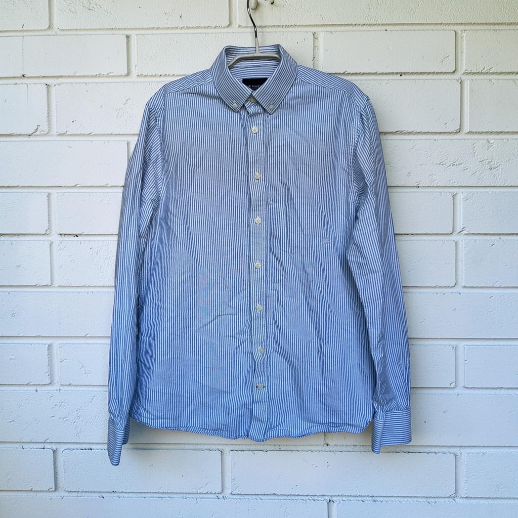 Mr Marvis Overhemd Maat M Blauw Wit Streep Oxford Shirt, Mm, Blauw, Mm, Mm