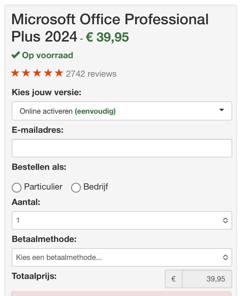 Microsoft office professional plus 2024 (internet activatie), Eén persoon, Kortingsbon
