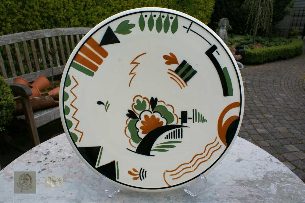 Art Deco grote platte schotel Société Céramique Maestricht, Verzenden