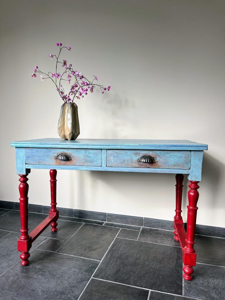 Indiaas ladetafeltje, Huis en Inrichting, Tafels | Sidetables, Ophalen, Gebruikt, 100 tot 150 cm, Indiaas/vintage
