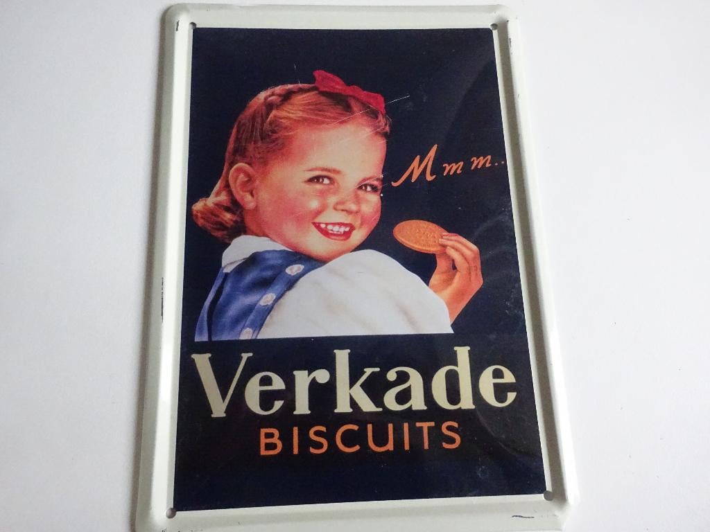RECLAMEBORD VERKADE BISCUITS, Ophalen of Verzenden, Gebruikt, Reclamebord