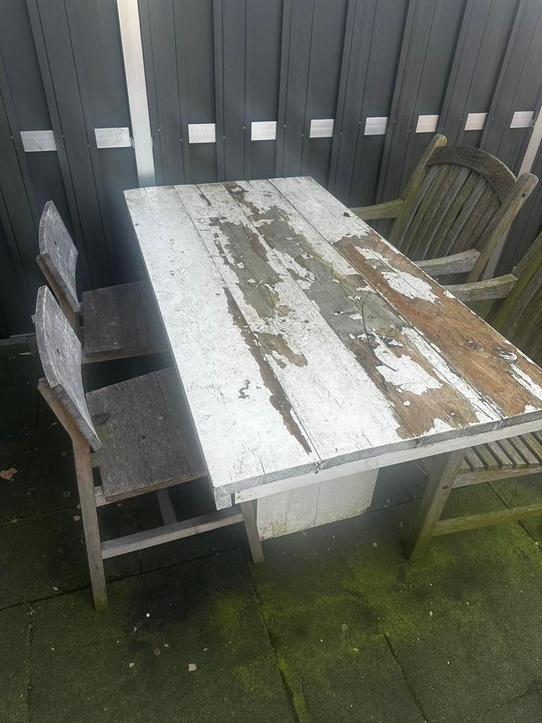 Tuintafel steigerhout gratis ophalen, Tuin en Terras, Tuintafels, Ophalen, Gebruikt, Rechthoekig, Hout