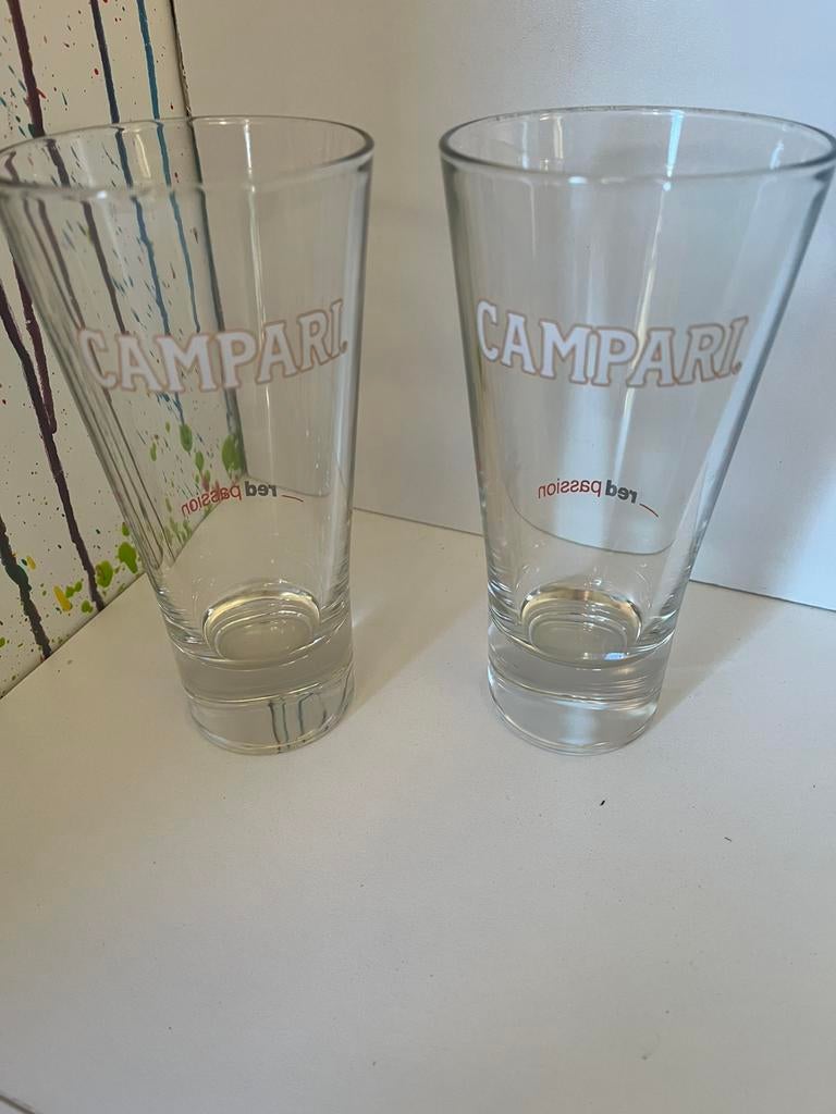 Campari glazen set van 2 glazen, Ophalen of Verzenden, Nieuw, Borrel- of Shotglas