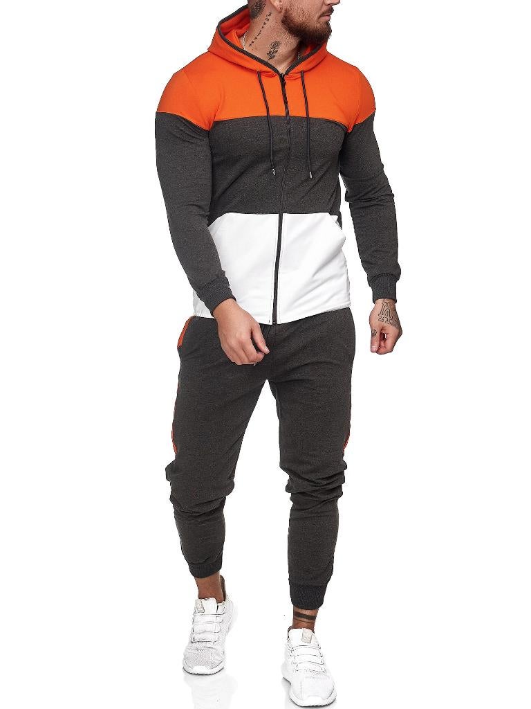 Antraciet wit oranje slim fit trainingspak mt L, Maat 52/54 (L), Wit, Nieuw, Ophalen of Verzenden