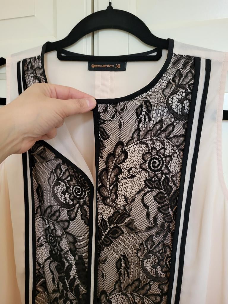 NIEUW! Elegant Encuentro top met kant en V-hals, Maat 38/40 (M), Encuentro, Beige, Nieuw