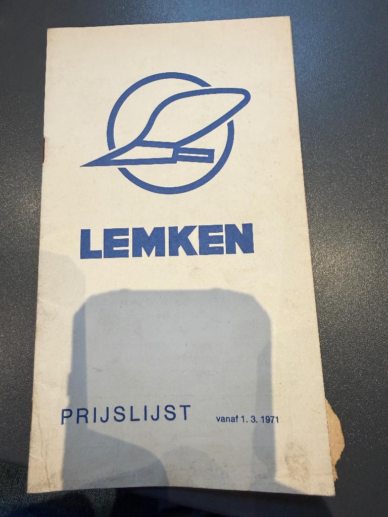 Lemken prijslijst 1971, Boeken, Ophalen of Verzenden, Overige merken, Onbekend, Gelezen
