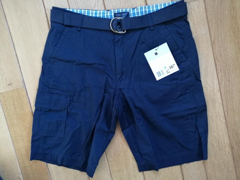 JOHN CABOT bermuda donker blauw maat L - nieuw -, Kleding | Heren, Broeken en Pantalons, Nieuw, Maat 52/54 (L), Blauw, Ophalen of Verzenden