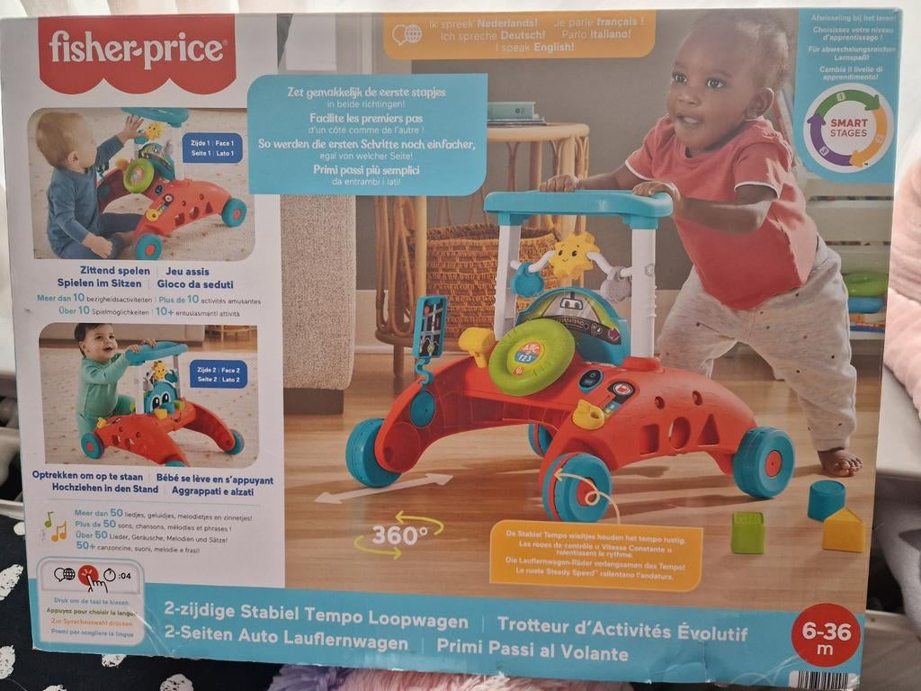 Fisher-Price 2-zijdige Stabiel Tempo Loopwagen, Ophalen of Verzenden, Gebruikt, Overige typen, Met wieltjes