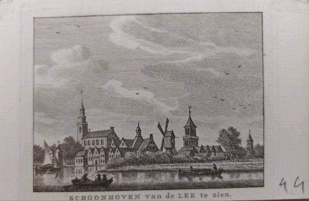 103 / Schoonhoven van de Lek te zien - Gravure J. Bulthuis, Ophalen of Verzenden
