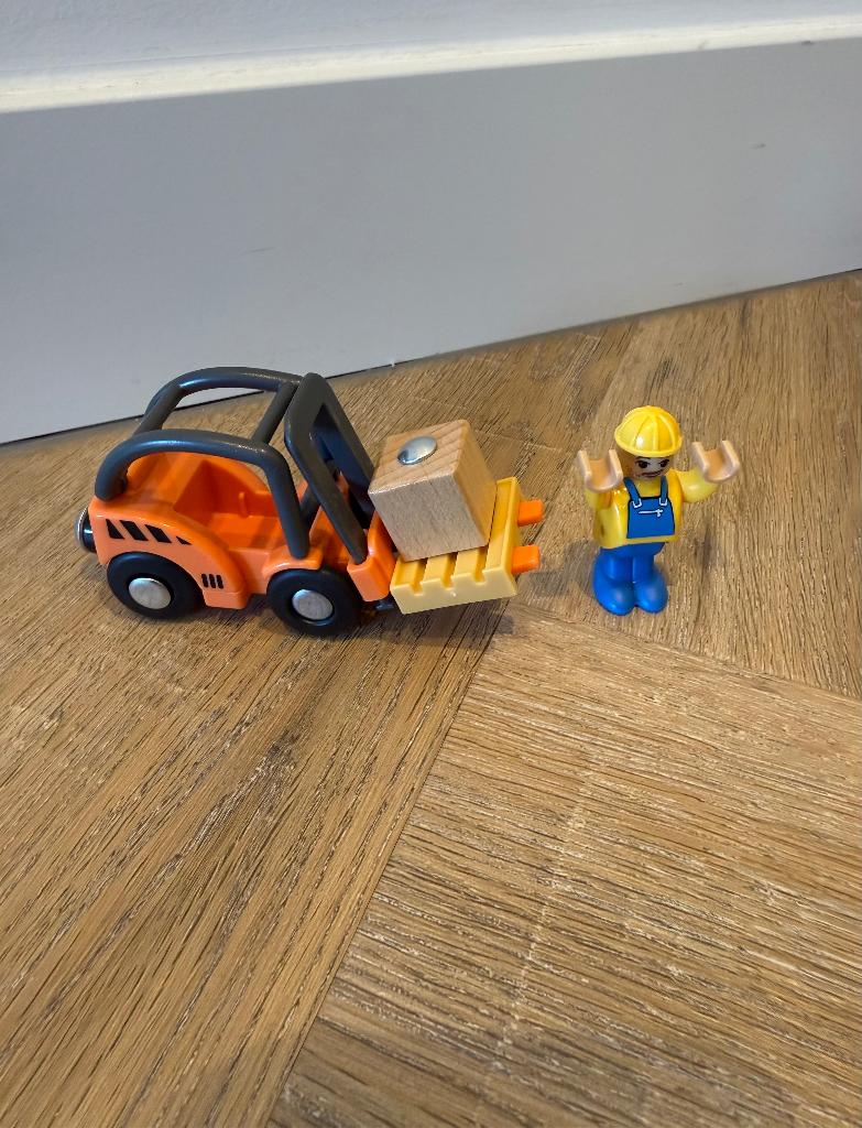 ZGAN Playtive houten trein Brio heftruck set minifiguur Lidl, Ophalen of Verzenden, Zo goed als nieuw