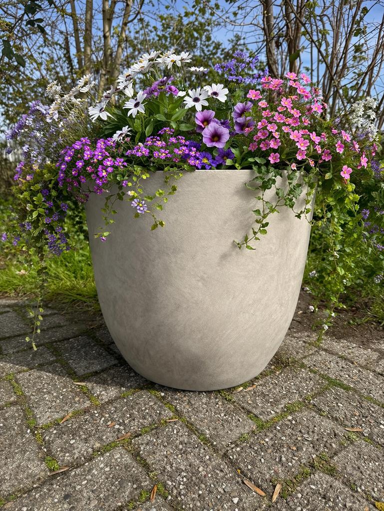 XL crème bloempot geschikt voor boompjes Clayfiber, Ophalen, Steen, Rond, Nieuw