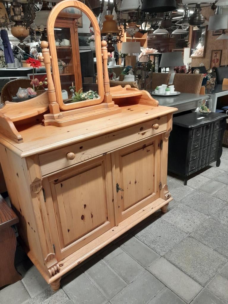 Grenen commode met losse spiegel, Ophalen