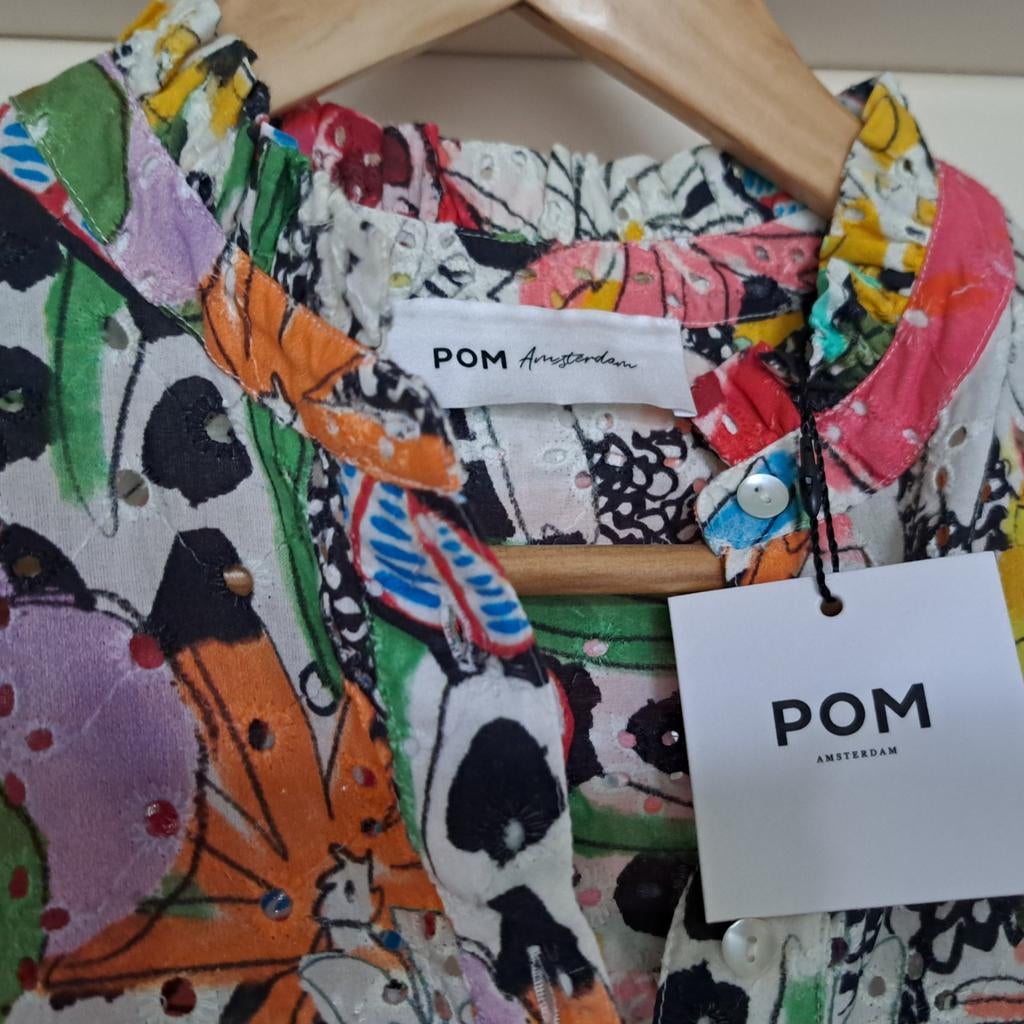 Pom Amsterdam Nieuw blouse maat 38 soort broderie stof, Ophalen of Verzenden, Nieuw, Maat 38/40 (M), Blauw